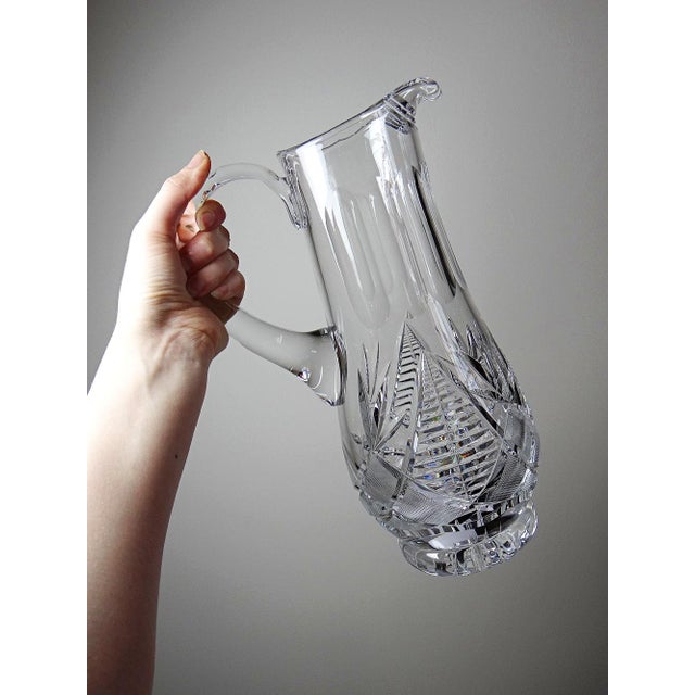 A very beautiful, large cut crystal water pitcher of exceptional quality, a 20th-century European piece in the style of...