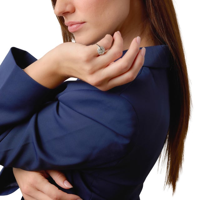 1930s Art Deco Old European Cut Diamond Platinum Engagement Ring, Size 4 For Sale - Image 4 of 7