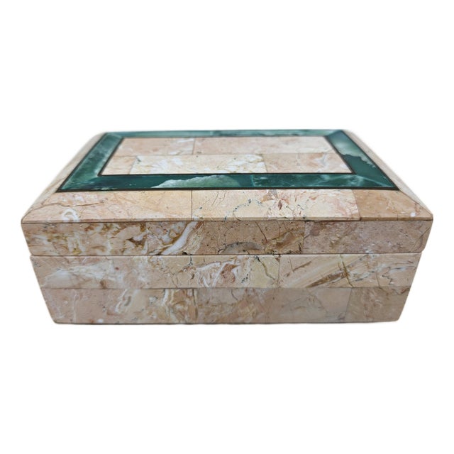 Peach Tessellated Stone Trinket Box For Sale
