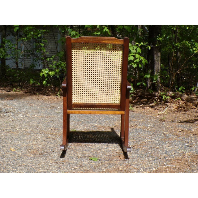 Vintage Mid Century Child Size Small Cane Rocking Chair Rocker For Sale - Image 11 of 14