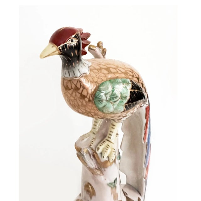 Japanese Vintage Japanese Showa 1940 Kutani Pheasant Figurine For Sale - Image 3 of 8