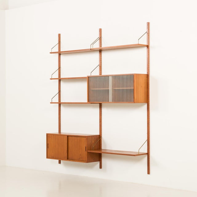 Wood Vintage Two Bay Wall Unit from Hansen and Guldborg, 1960s For Sale - Image 7 of 16