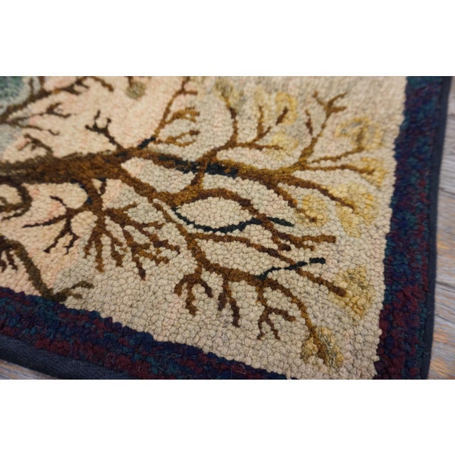 1950s Multicolor Scene Pictorial Vintage American Hooked Rug 1'10" X 2'10" Handknotted Wool Carpet For Sale In New York - Image 6 of 7