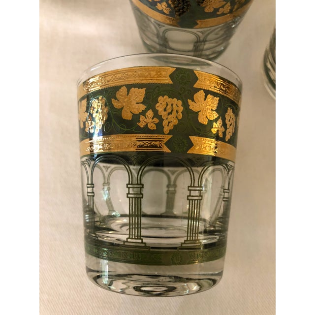 1960s Mid 20th Century Cera “Golden Grapes Green” Rocks Glasses - Set of 6 For Sale - Image 5 of 7