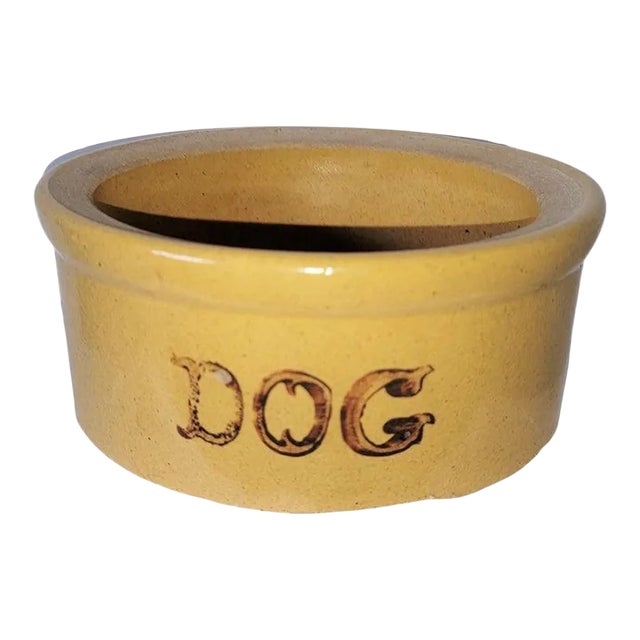 Stoneware Pottery Small Dog Bowl For Sale