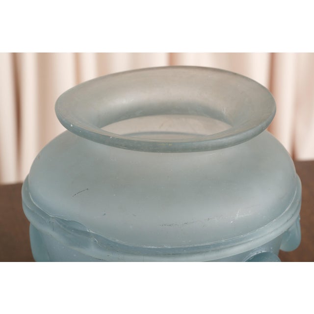 Vintage Frosted Aqua Glass Vase For Sale - Image 12 of 18