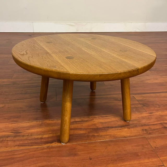 Late 20th Century Vintage Solid Oak Round Coffee Table For Sale - Image 5 of 8
