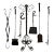 Vintage Wrought Iron Fireplace Tool Set with Stand Twisted Metal & Flower Design- 7 Pieces For Sale