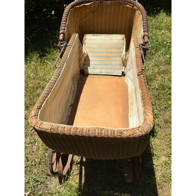 Antique Victorian Wicker Infant Pram For Sale - Image 9 of 12