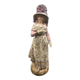 Late 19th Century Vion & Baury Statue Porcelain Lady From France in Lavender For Sale