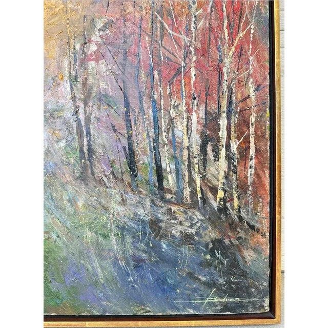 Textile Mykola Bodnar – Autumn Forest Landscape (Original Oil Painting) Framed For Sale - Image 7 of 12