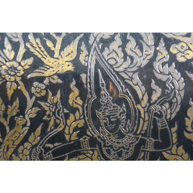 Mid 20th Century Mid Century Modern Enameled Brass Thai Dancing Figures Table Lamp 36" For Sale - Image 17 of 17