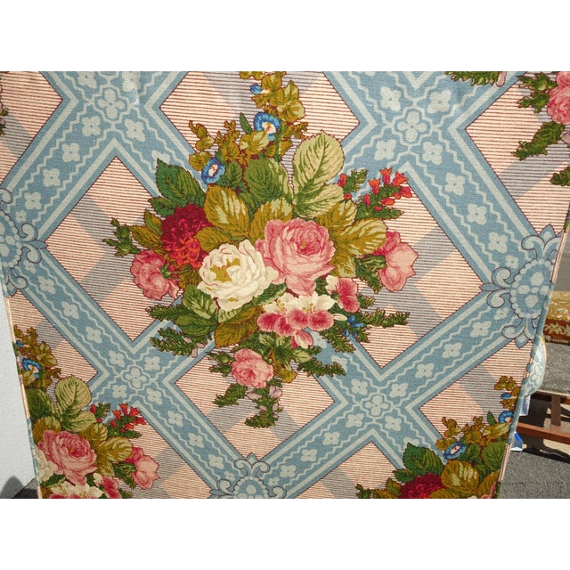 Vintage Hickory French Country Blue Plaid Floral Wingback Chair by Hickory Furn. For Sale - Image 9 of 12