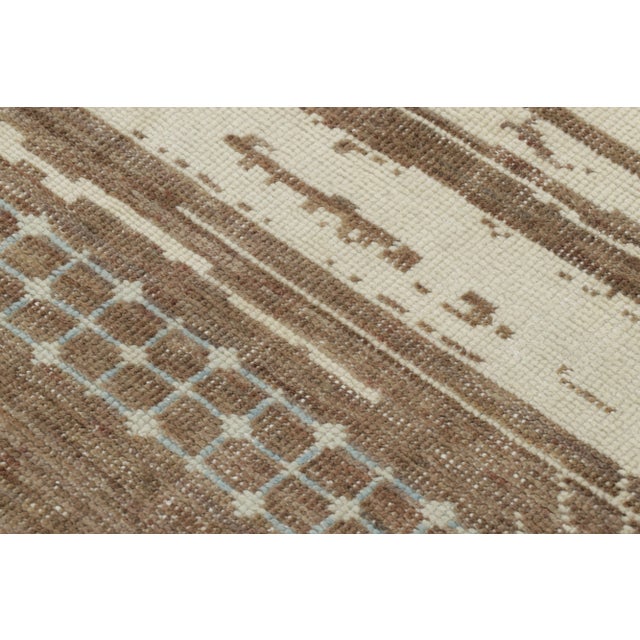 2010s Rug & Kilim’s Moroccan-Inspired Square Rug, Brown and Cream Primitivist Geometry For Sale - Image 5 of 7