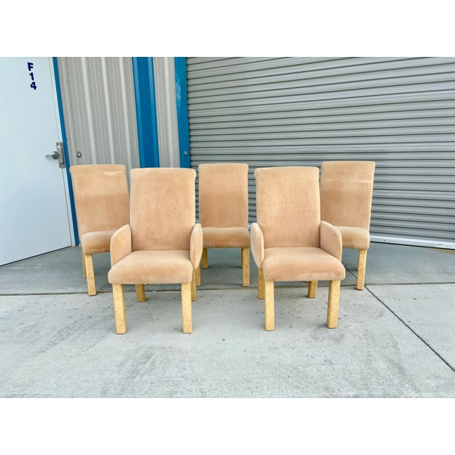 Wood 1970s Mid Century Faux Burl Wood Dining Room Set of 7 For Sale - Image 7 of 12