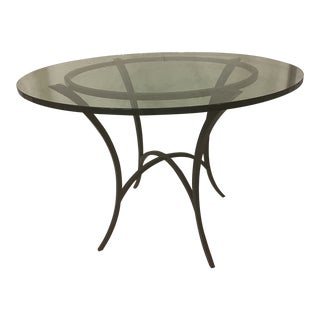 Charleston Forge 'Ventura' Iron Round Glass Top Dining Table, USA For Sale