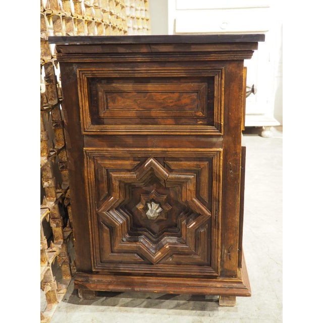 Circa 1970 4-Door Enfilade With Deep Geometric Panels and Black Fossil Stone Top For Sale - Image 11 of 18