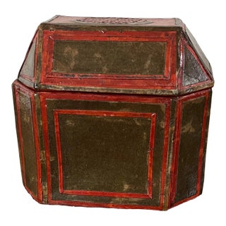 Antique 19th Century Regency Paper Octagonal Hinged Tea Caddy Box For Sale