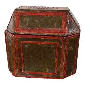 Antique 19th Century Regency Paper Octagonal Hinged Tea Caddy Box