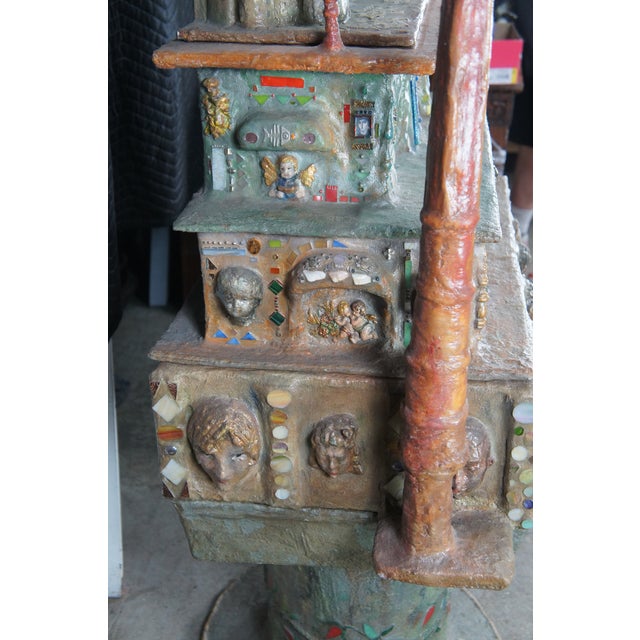 1990s Ann Ruff Large Figural Tiered Folk Art Sculpture Altar Church Shrine Statue 91" For Sale - Image 11 of 18