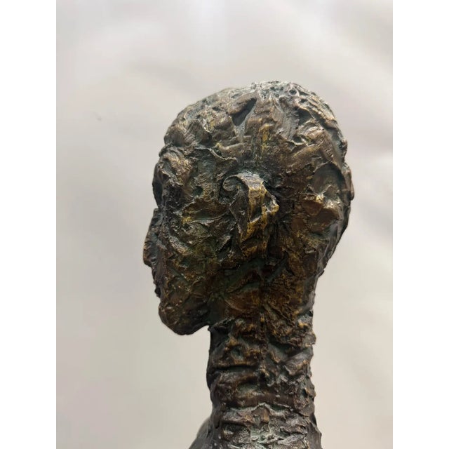 Mid-Century Modern Monumental Patinated Fiberglass Figure Sculpture Style of Alberto Giacometti For Sale - Image 3 of 5