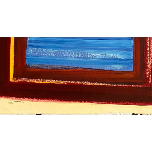 1991 Abstract Expressionist Oil Painting on Deckle Edge Artist’s Paper by Satori Gregorakis For Sale - Image 4 of 4