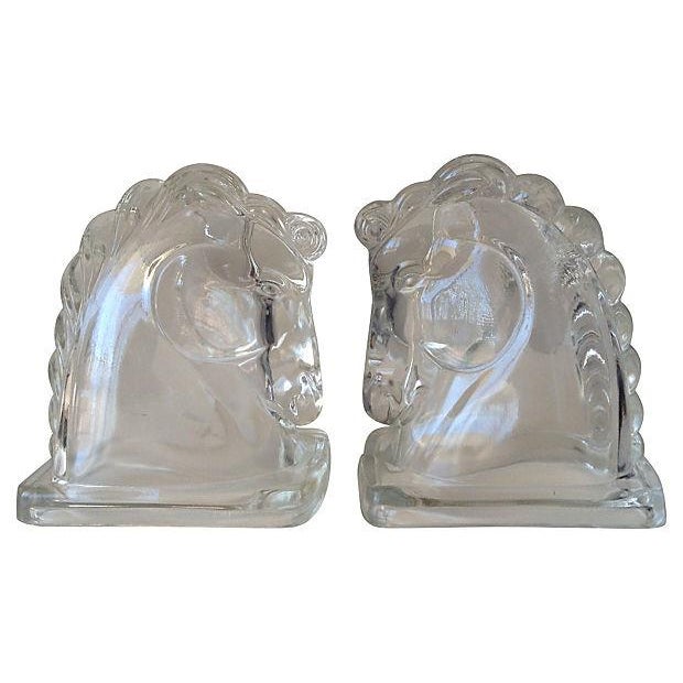 C.1950's Art Deco Glass Horse Head Bookends a Pair Chairish