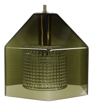 Dark Green Glass Pendant with Brass Fittings by Carl Fagerlund for Orrefors, Sweden, 1960s