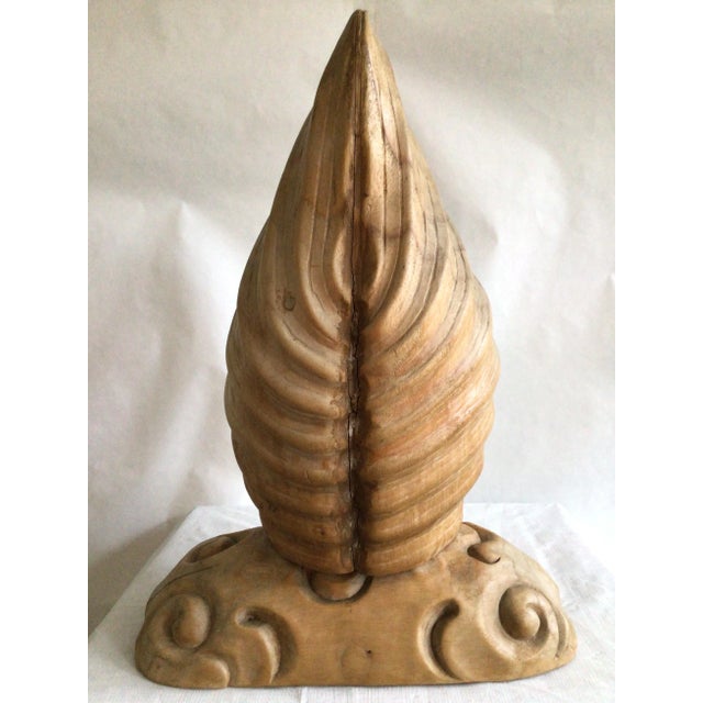 Wood 1950s Italian Carved Wood Folded Leaf Sculpture on Wood Base For Sale - Image 7 of 11