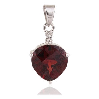 Carat&Her Crimson Ember 4.93 Ct Trillion Cut Garnet Pendant in 925 Sterling Silver For Sale