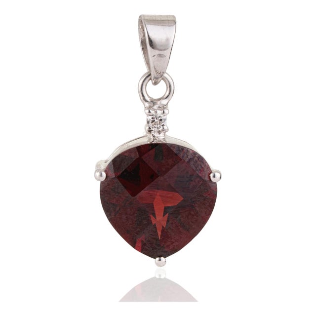 Carat&Her Crimson Ember 4.93 Ct Trillion Cut Garnet Pendant in 925 Sterling Silver For Sale