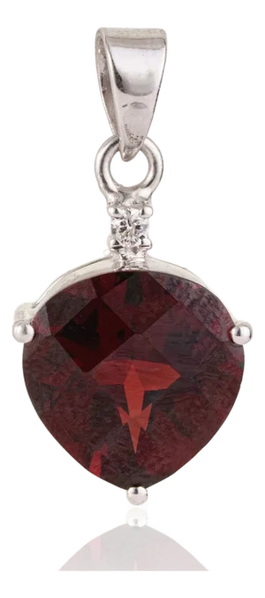 Carat&Her Crimson Ember 4.93 Ct Trillion Cut Garnet Pendant in 925 Sterling Silver