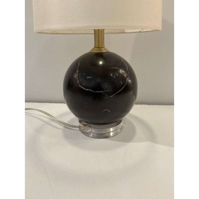 Modern Black Marble Ball Lamp Acrylic Base For Sale In Atlanta - Image 6 of 7