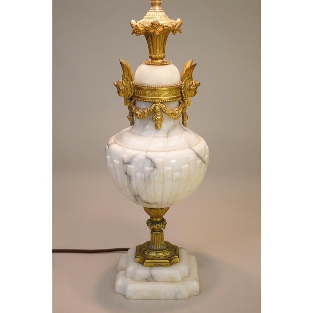 1910s Elaborate Victorian Neoclassical Bronze Gilt Urn Marble Table Lamp For Sale - Image 9 of 14