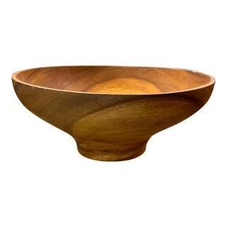 Mid Century Hand Carved Wood Bowl For Sale