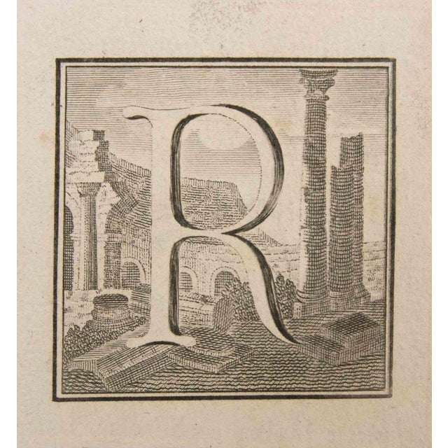 Letter r is an etching realized by luigi vanvitelli artist of 18th century. The etching belongs to the print suite...