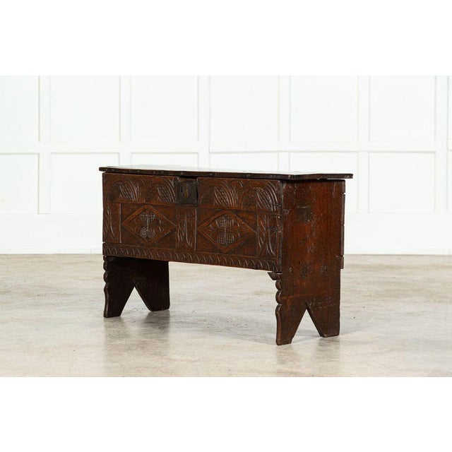 17th Century English Oak Coffer, 1670s For Sale - Image 6 of 18