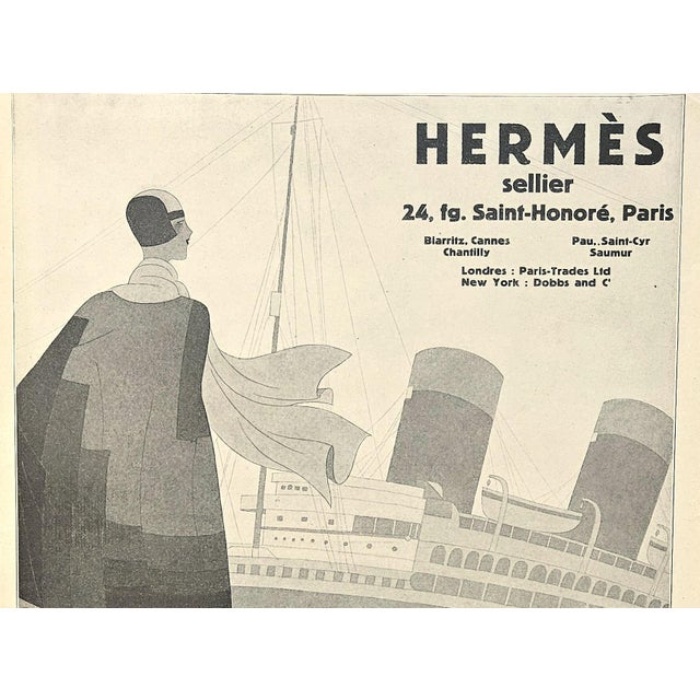 This is a RARE early 1927 French Art Deco advertisement print for leather products made under the iconic HERMES label. It...