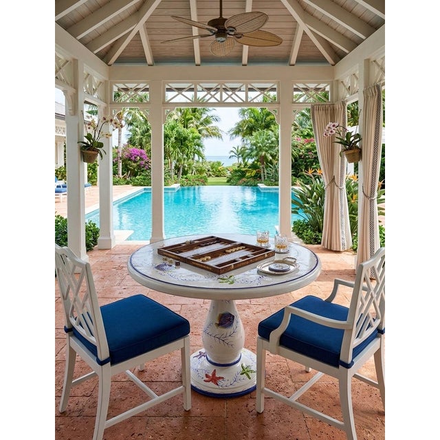 Hand-Painted Italian Majolica Ceramic Round Bistro Table - Coastal Sea Life Motif For Sale - Image 9 of 11