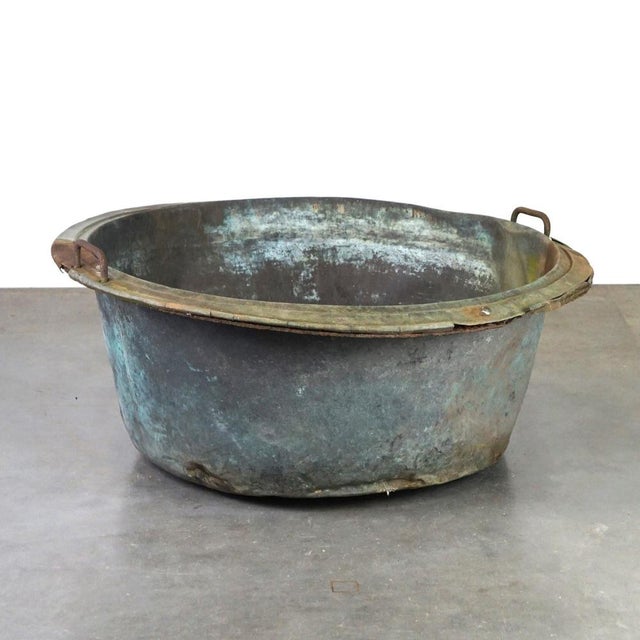 Large Antique Copper Kettle or Basin For Sale - Image 15 of 15