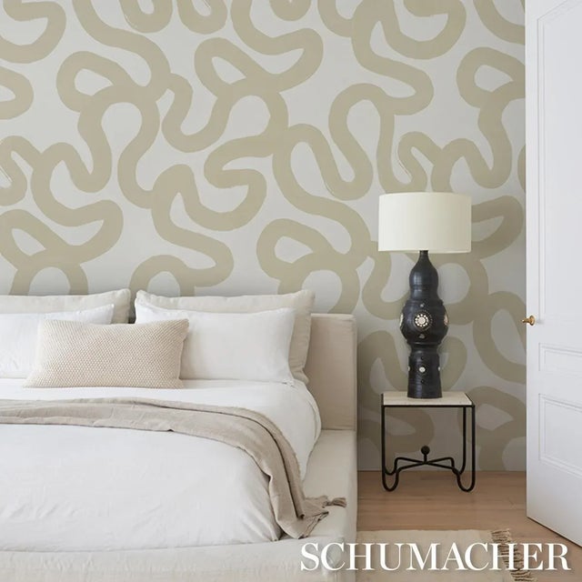 Schumacher X Hadiya Williams Trace Wallpaper In Sand For Sale In New York - Image 6 of 7