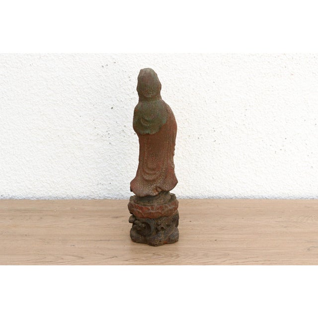 Asian Antique Expertly Hand-Carved Guan Yin Figure For Sale - Image 3 of 9