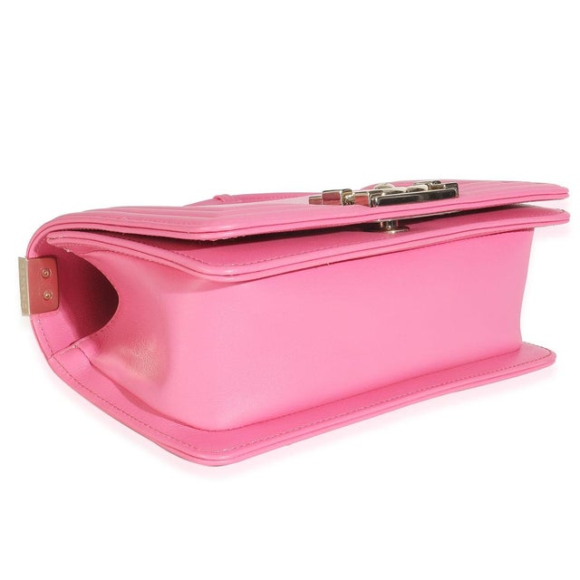 Pink Lambskin Lizard Small Boy Bag For Sale In New York - Image 6 of 8