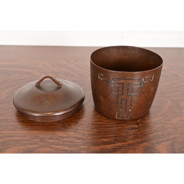 Metal Heintz Arts & Crafts Sterling Silver on Bronze Humidor For Sale - Image 7 of 11