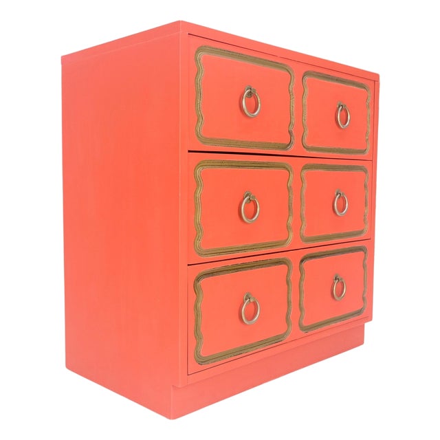 Dorothy Draper 3 Drawers Dresser Chest w/ Ring Pulls For Sale