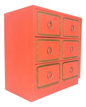 Dorothy Draper 3 Drawers Dresser Chest w/ Ring Pulls