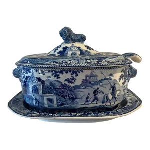 John Rogers Staffordshire "Musketeer" Pattern Soup Tureen & Under Tray C. 1820