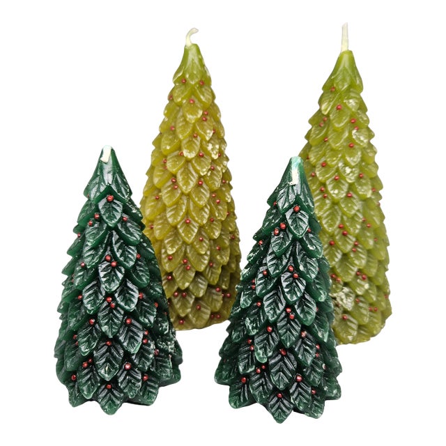 Vintage Crate and Barrel Christmas Tree Candles (Set of 4) For Sale