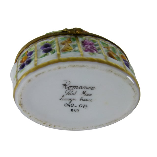 Limited Edition Limoges France Hand-Painted "Romance" Fruit Basket Trinket Box Signed & Numbered 40/75 For Sale - Image 10 of 10