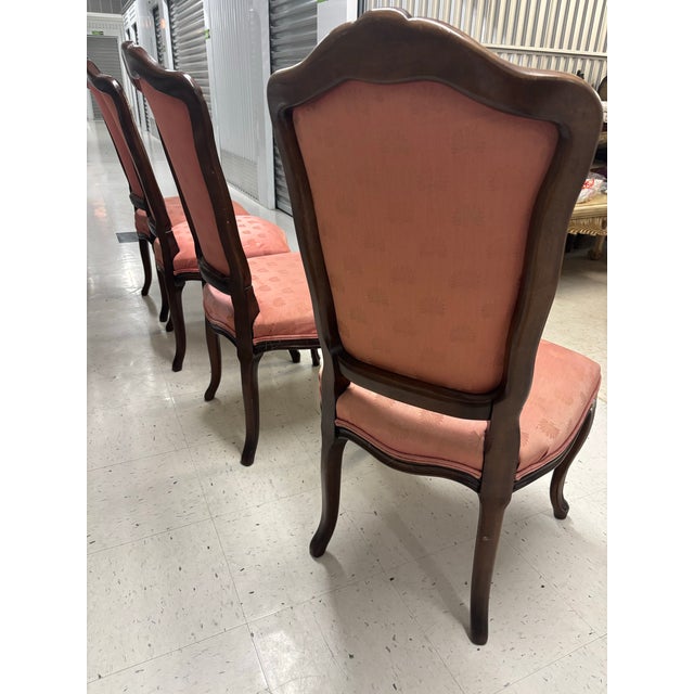 Kindel Furniture 1980s Pink Kindel Mahogany French Regency Dining Chair Set For Sale - Image 4 of 6